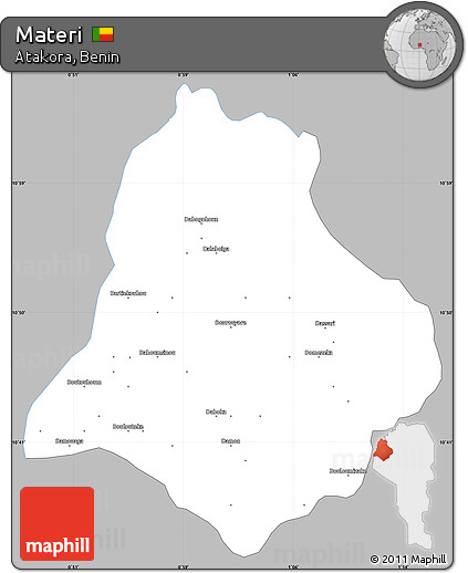 Gray Simple Map of Materi, single color outside