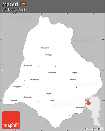 Gray Simple Map of Materi, single color outside