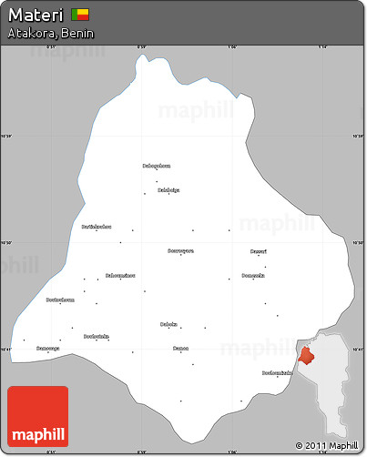 Gray Simple Map of Materi, single color outside