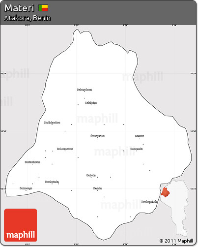 Silver Style Simple Map of Materi, cropped outside