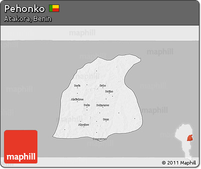 Gray 3D Map of Pehonko, single color outside
