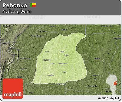 Physical 3D Map of Pehonko, darken