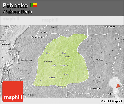 Physical 3D Map of Pehonko, desaturated