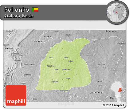 Physical 3D Map of Pehonko, desaturated