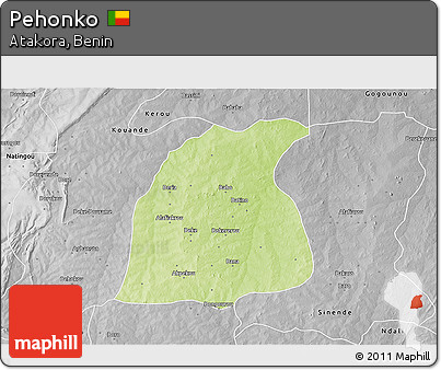 Physical 3D Map of Pehonko, desaturated