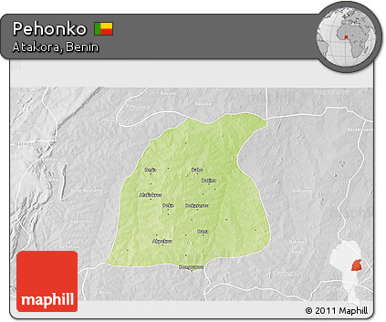 Physical 3D Map of Pehonko, lighten, desaturated