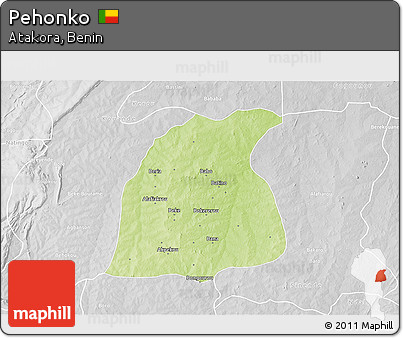 Physical 3D Map of Pehonko, lighten, desaturated
