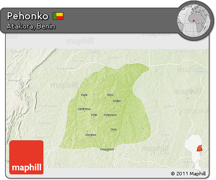 Physical 3D Map of Pehonko, lighten