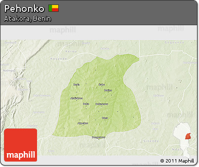 Physical 3D Map of Pehonko, lighten