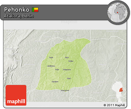Physical 3D Map of Pehonko, lighten, semi-desaturated