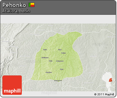 Physical 3D Map of Pehonko, lighten, semi-desaturated