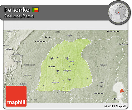 Physical 3D Map of Pehonko, semi-desaturated