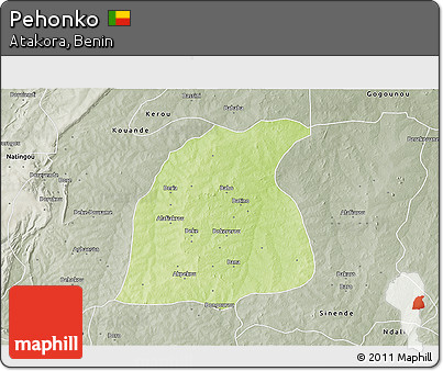 Physical 3D Map of Pehonko, semi-desaturated