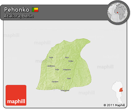 Physical 3D Map of Pehonko, single color outside