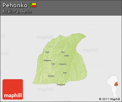 Physical 3D Map of Pehonko, single color outside