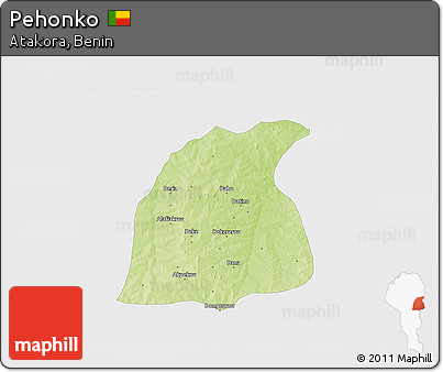 Physical 3D Map of Pehonko, single color outside