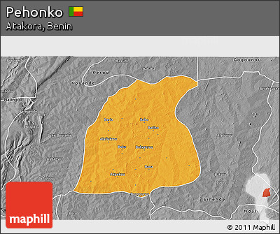 Political 3D Map of Pehonko, desaturated