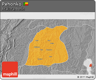 Political 3D Map of Pehonko, desaturated