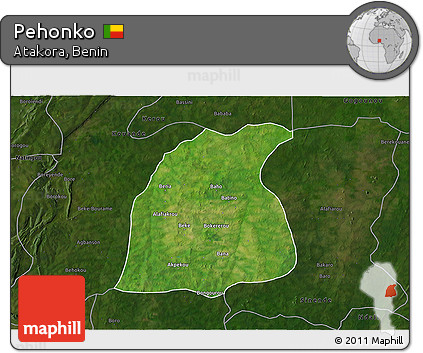 Satellite 3D Map of Pehonko, darken