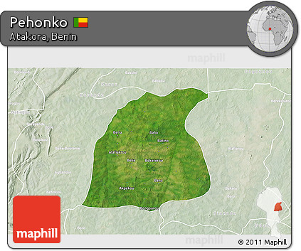 Satellite 3D Map of Pehonko, lighten