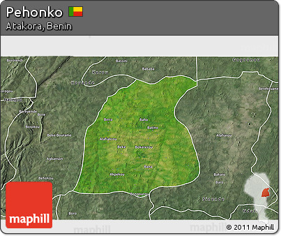 Satellite 3D Map of Pehonko, semi-desaturated