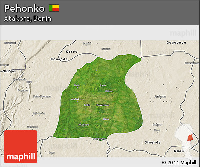 Satellite 3D Map of Pehonko, shaded relief outside