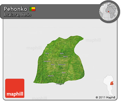 Satellite 3D Map of Pehonko, single color outside