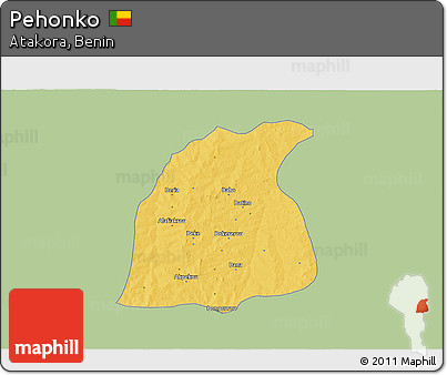 Savanna Style 3D Map of Pehonko, single color outside