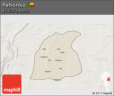 Shaded Relief 3D Map of Pehonko, lighten