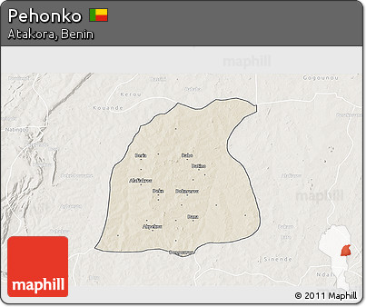 Shaded Relief 3D Map of Pehonko, lighten