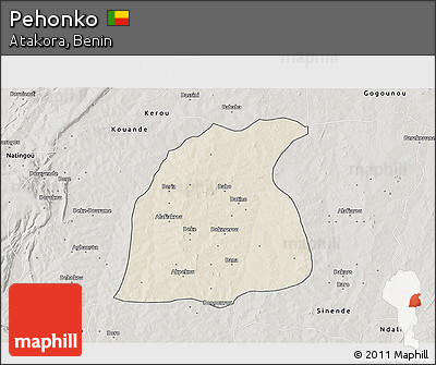 Shaded Relief 3D Map of Pehonko, semi-desaturated