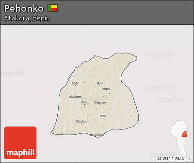Shaded Relief 3D Map of Pehonko, single color outside