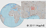 Gray Location Map of Pehonko, within the entire country, hill shading