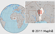 Gray Location Map of Pehonko, highlighted country, highlighted parent region, hill shading