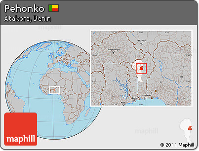 Gray Location Map of Pehonko, highlighted parent region