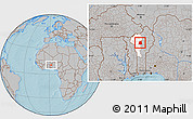 Gray Location Map of Pehonko, highlighted parent region, hill shading