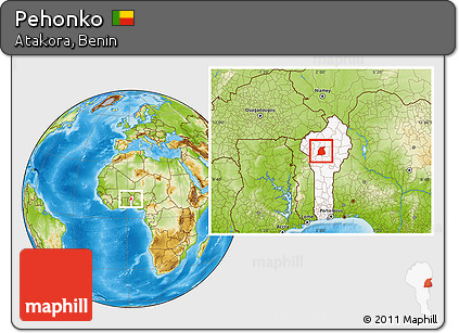 Physical Location Map of Pehonko, highlighted country