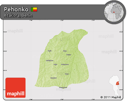 Physical Map of Pehonko, cropped outside