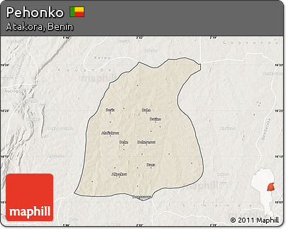Shaded Relief Map of Pehonko, lighten