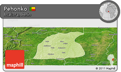 Physical Panoramic Map of Pehonko, satellite outside