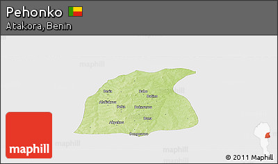 Physical Panoramic Map of Pehonko, single color outside