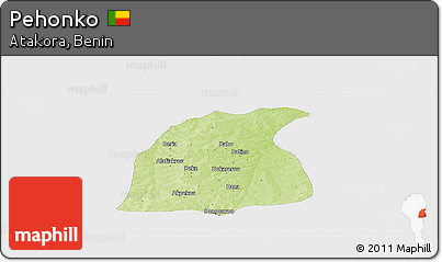 Physical Panoramic Map of Pehonko, single color outside
