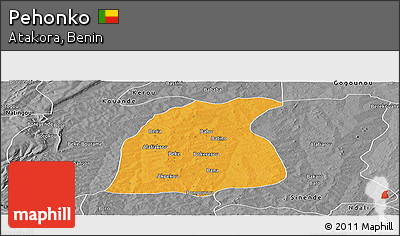 Political Panoramic Map of Pehonko, desaturated