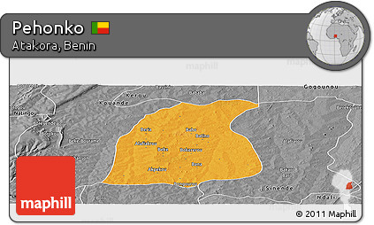 Political Panoramic Map of Pehonko, desaturated