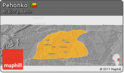 Political Panoramic Map of Pehonko, desaturated