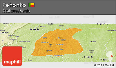 Political Panoramic Map of Pehonko, physical outside