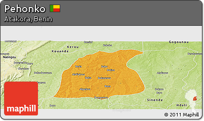 Political Panoramic Map of Pehonko, physical outside