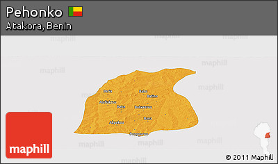 Political Panoramic Map of Pehonko, single color outside