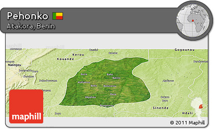 Satellite Panoramic Map of Pehonko, physical outside