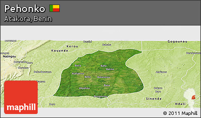Satellite Panoramic Map of Pehonko, physical outside